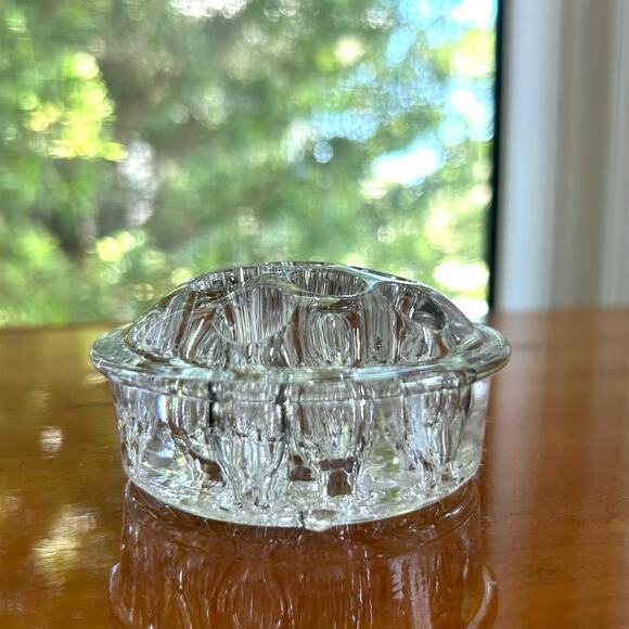 Vintage Clear Glass Flower Frog – 3” Round Floral Arranger - Picture 6 of 8